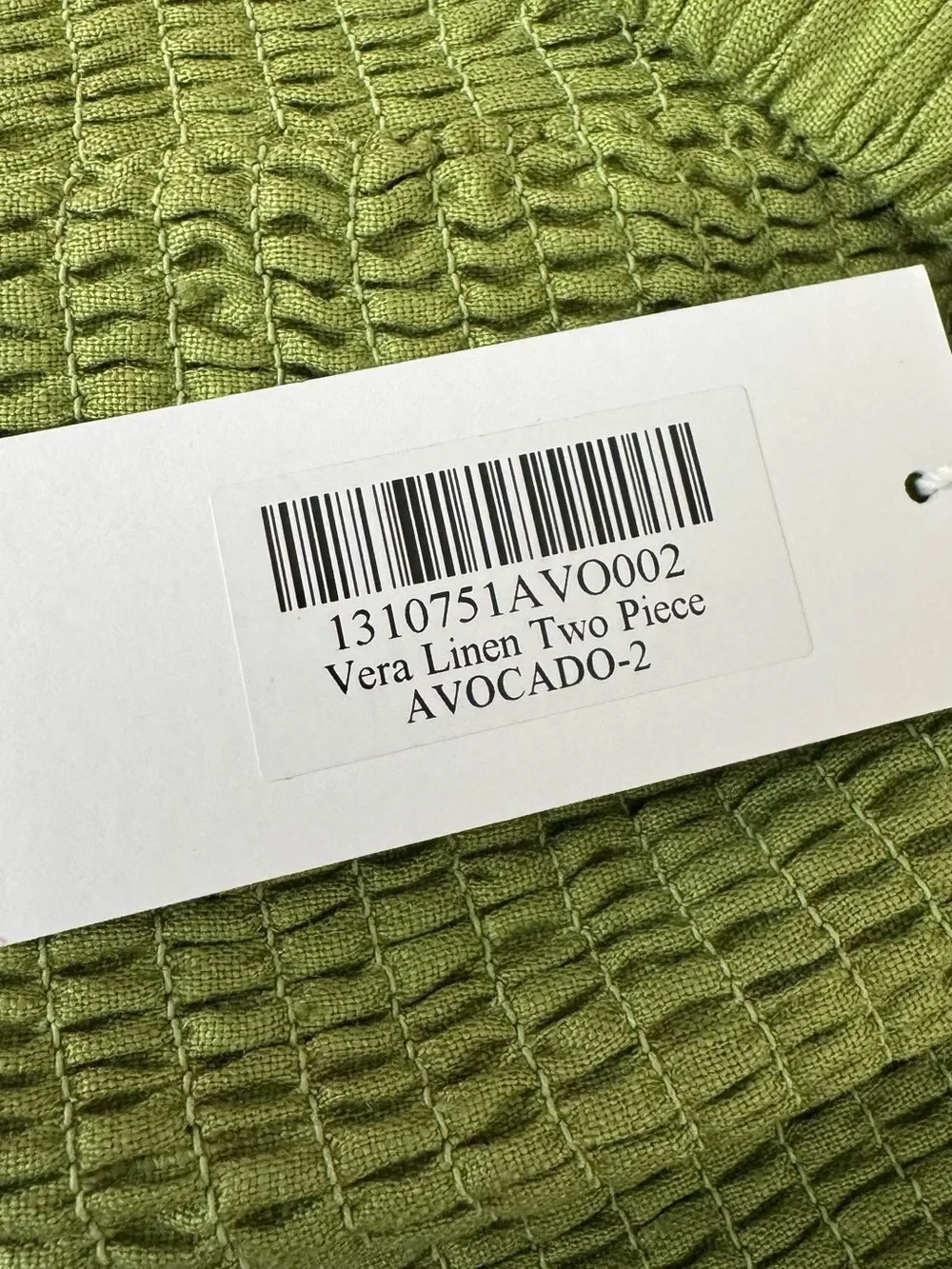 NWT REFORMATION Vera Linen two piece pant set in “avocado” green